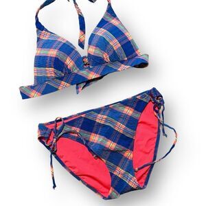 Victoria’s Secret Bombshell Push Up Plaid Bikini Top Small & Bottoms M Perfect